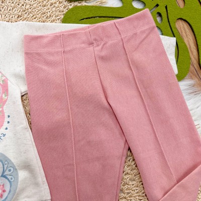 Conj. Casaco Deixe que o Amor Floresça e Calça Legging - Areia e Rose